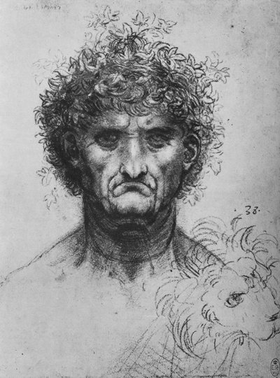Volto di un vecchio con una corona, c1480 1945 da Leonardo da Vinci