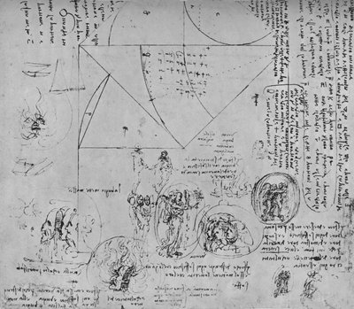 Figure geometriche e disegni per rappresentazioni allegoriche da Leonardo da Vinci