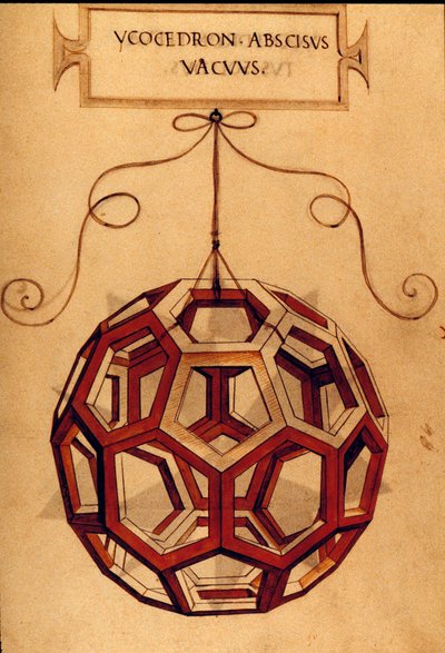 Geometria: Un icosaedro. Pagina tratta dal manoscritto De divina proportione di Fra Luca Pacioli illustrato da Leonardo da Vinci. 1509 da Leonardo da Vinci