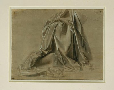 Studio di abito per una figura inginocchiata in profilo perduto da Leonardo da Vinci
