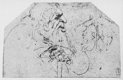 Mezza figura di un vecchio appoggiato a un bastone, c. 1480 1945 da Leonardo da Vinci