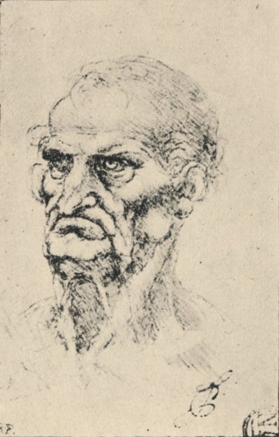 Testa di un vecchio tre quarti a sinistra, c1480 1945 da Leonardo da Vinci