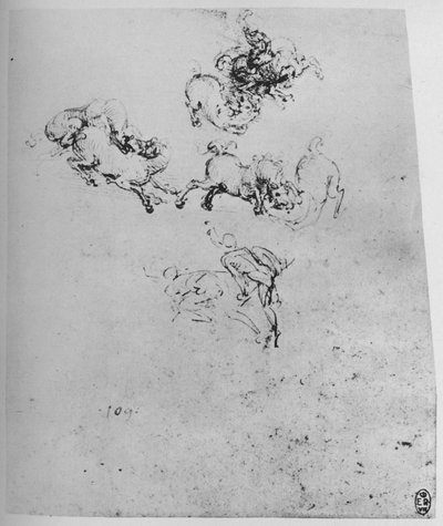 Cavalli e cavalieri in combattimento da Leonardo da Vinci