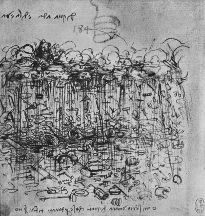 Strumenti piovuti sulla Terra dalle nuvole, c1480-1945 da Leonardo da Vinci