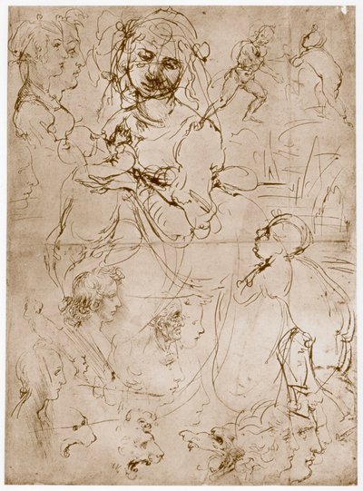 Madonna inginocchiata con il Bambino e San Giovanni da Leonardo da Vinci