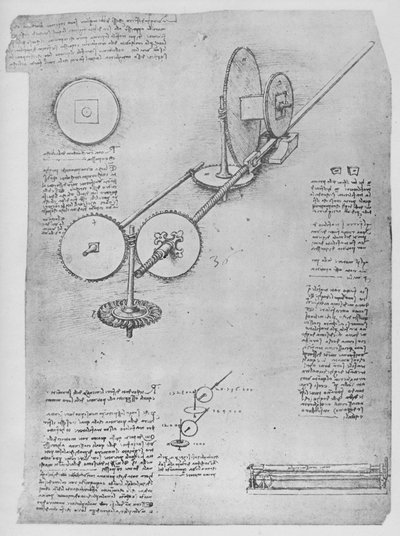 Macchina per modellare aste di ferro per la fabbricazione di cannoni da Leonardo da Vinci