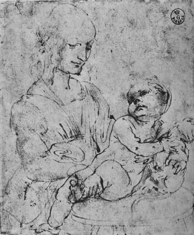 Madonna col Bambino e un gatto, 1478-1480, 1945 da Leonardo da Vinci