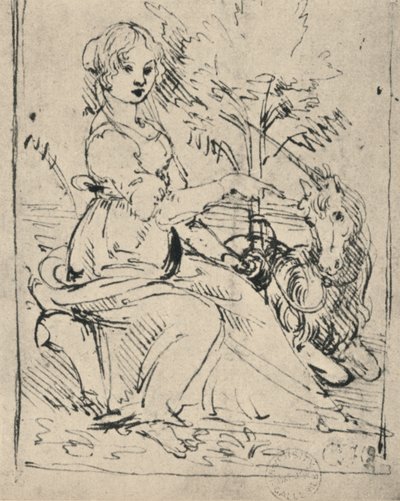 Fanciulla con un unicorno da Leonardo da Vinci