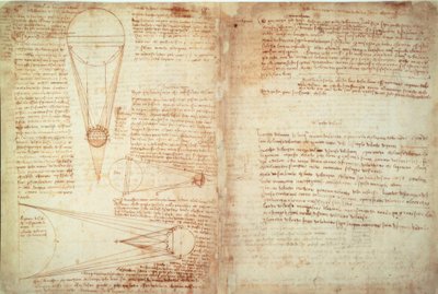 Note e due diagrammi sul rapporto tra Terra e Luna e il Sole da Leonardo da Vinci