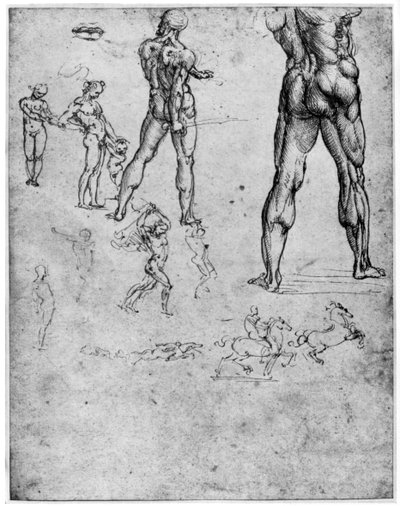 Studi di nudi per La Battaglia di Anghiari, c1503-1505 da Leonardo da Vinci