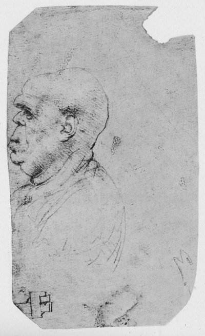 Profilo di un Uomo Calvo a Sinistra, c1480, 1945 da Leonardo da Vinci
