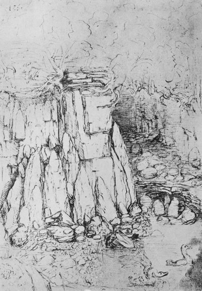 Rocce e ruscello, c1480 1945 da Leonardo da Vinci