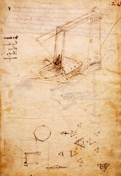 Nave, dal Codex Trivulzianus, folio 2 recto da Leonardo da Vinci