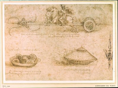 Carro con falce e carro armato da Leonardo da Vinci