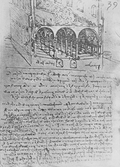 Schizzo di progetto per una stalla, c1480 1945 da Leonardo da Vinci