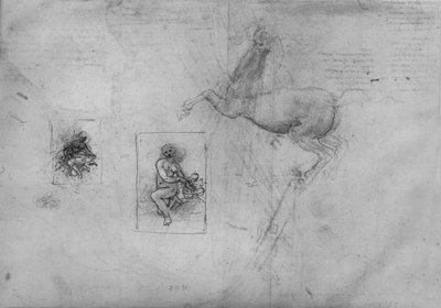 Schizzi per una Leda inginocchiata e di un cavallo, c1480 da Leonardo da Vinci