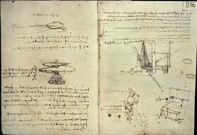 Studi per elica e macchine volanti da Leonardo da Vinci