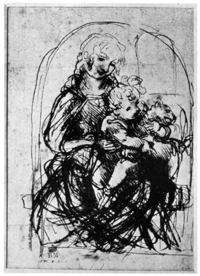 Studi per una Madonna del Gatto, XV secolo, 1930 da Leonardo da Vinci