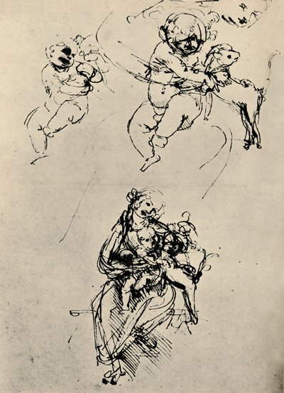 Studi per una Madonna col Bambino e un gatto da Leonardo da Vinci