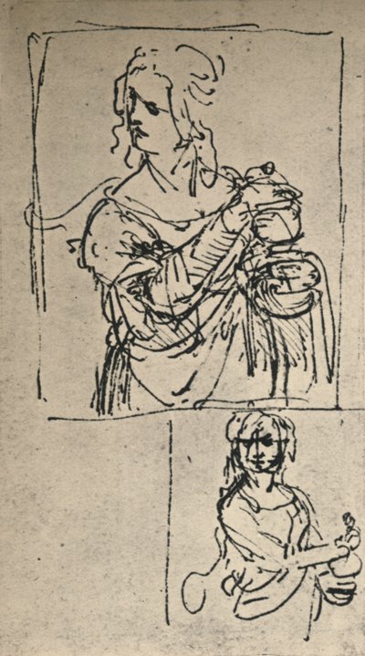 Studi per una Santa Maria Maddalena, c1480-1482 da Leonardo da Vinci