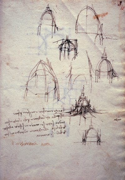 Studi per la lanterna della cattedrale, dal Codex Trivulzianus da Leonardo da Vinci