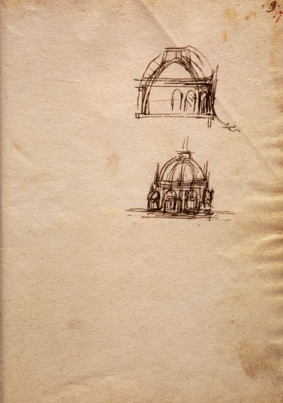Studi per la lanterna della cattedrale, dal Codex Trivulzianus da Leonardo da Vinci