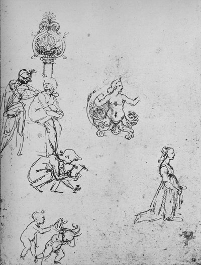 Studi di figure e decorazioni, c. 1480 da Leonardo da Vinci