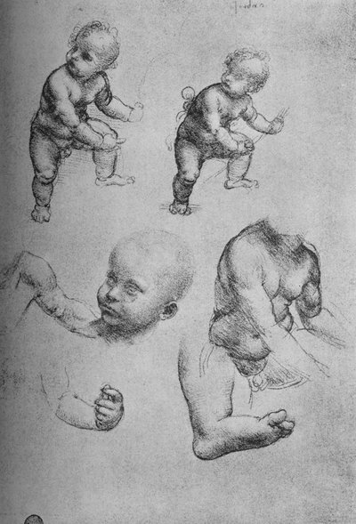 Studi di un bambino e parti di un bambino da Leonardo da Vinci