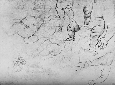 Studi di un bambino, c1490 1945 da Leonardo da Vinci