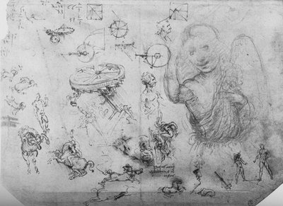 Studi di un angelo, di cavalieri e di altre figure, c1480 1945 da Leonardo da Vinci