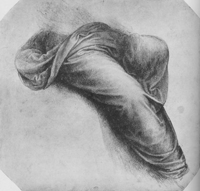 Studi del drappeggio di una figura seduta a destra, c. 1480 1945 da Leonardo da Vinci