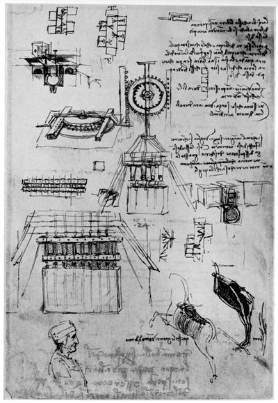 Studio per il getto del Monumento Sforza da Leonardo da Vinci