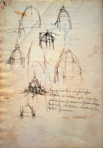 Studio per la cupola del Duomo di Milano, il Codice Trivulziano da Leonardo da Vinci