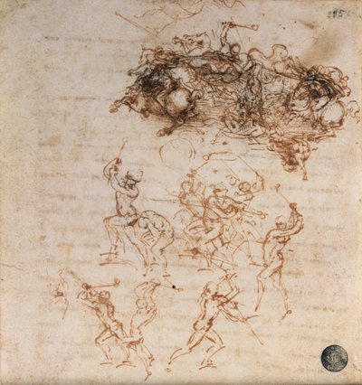 Studio di cavalieri in combattimento e soldati a piedi, 1503 da Leonardo da Vinci