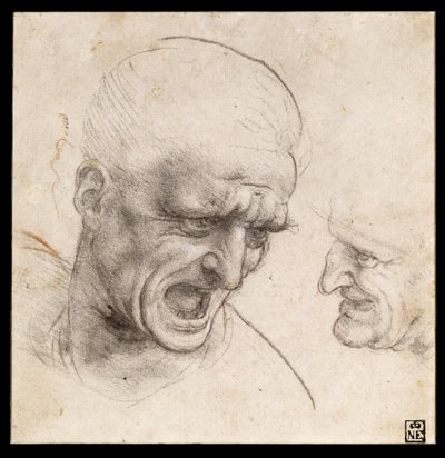 Studio di due teste di guerrieri per la battaglia di Anghiari da Leonardo da Vinci