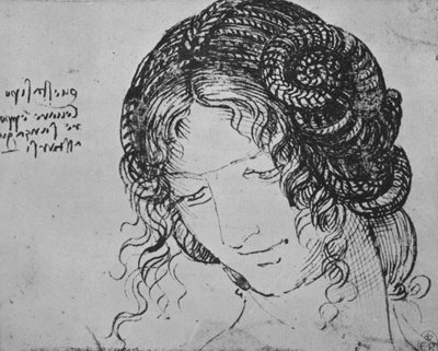 Studio dei capelli intrecciati di una donna, c1480 1945 da Leonardo da Vinci