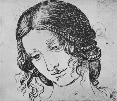 Studio di capelli intrecciati di una donna da Leonardo da Vinci