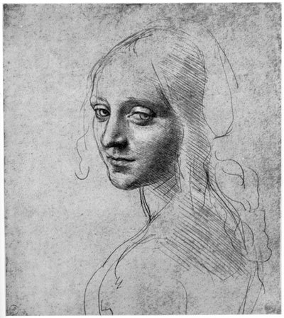 Studio della testa di una ragazza, c. 1483 1954 da Leonardo da Vinci