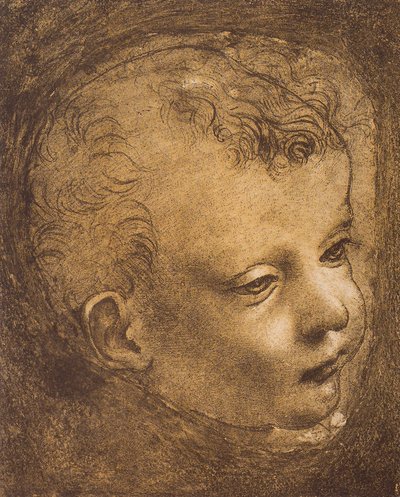 Studio del volto del bambino San Giovanni per la Madonna delle Rocce da Leonardo da Vinci