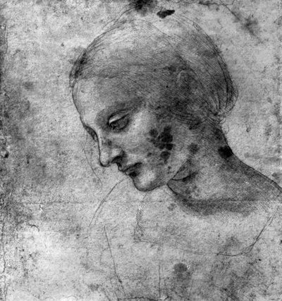 Studio della testa della Madonna, 15° secolo, 1930 da Leonardo da Vinci