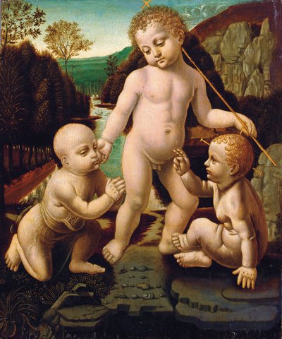 Il Bambino Gesù con il piccolo San Giovanni Battista con un bambino maschio non identificato da Leonardo da Vinci