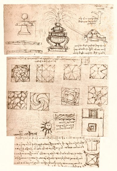 Tre disegni architettonici, c1472-c1519, 1883 da Leonardo da Vinci