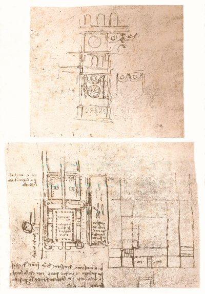 Due disegni architettonici, c1472-c1519 1883 da Leonardo da Vinci