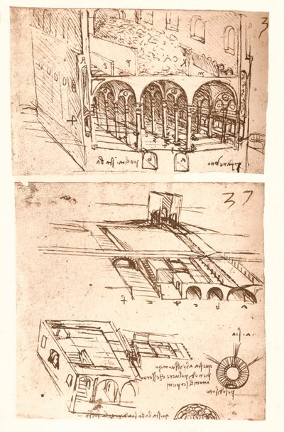 Due disegni architettonici, c1472-c1519 1883 da Leonardo da Vinci