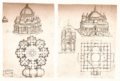 Due disegni di chiese da Leonardo da Vinci