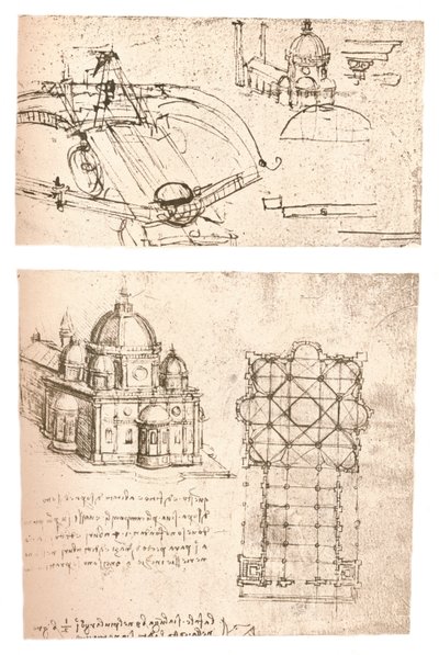 Due disegni di chiese da Leonardo da Vinci