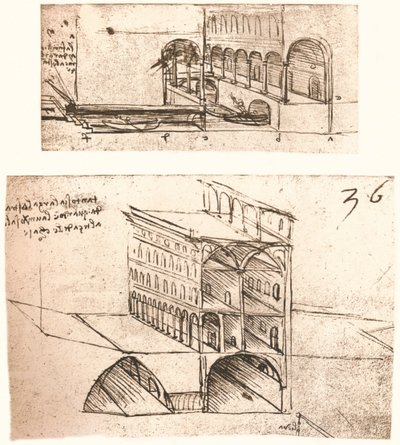 Due progetti per canali in una città, c1472-c1519 1883 da Leonardo da Vinci