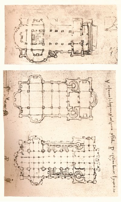 Due piani di chiese da Leonardo da Vinci