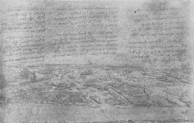 Vista di un delta da Leonardo da Vinci