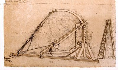 Macchina da guerra: studio di una catapulta di Leonardo da Vinci da Leonardo da Vinci